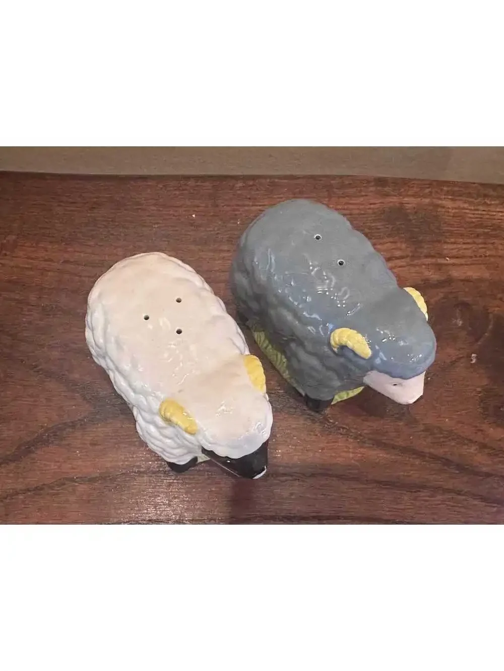 Vintage Gray and White Sheep Salt and Pepper Shakers Japan